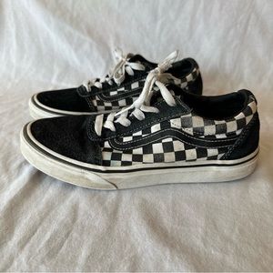 Vans Old Skool Checkers Black/White Kids Shoes Youth Size4.5 Off The Wall unisex